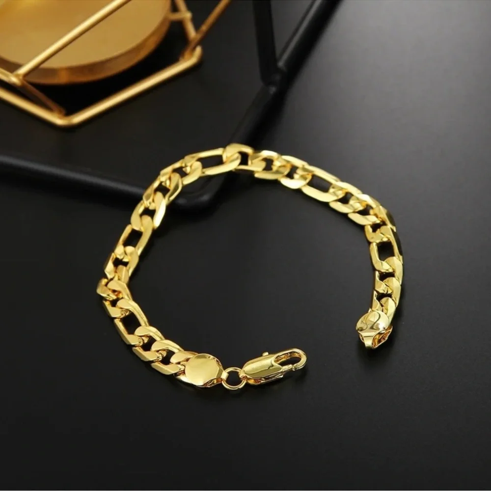 18K Gold 8MM Sideways Bracelet For Women Men Party Gifts Wedding Fashion Jewelry - Picture 4 of 5